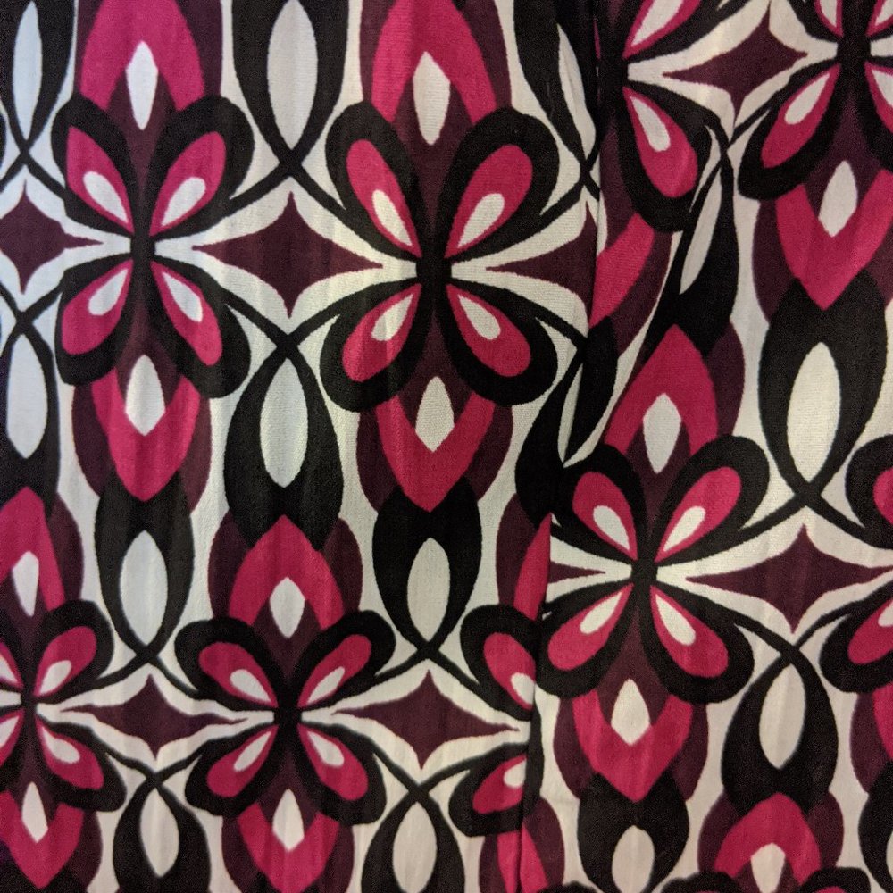 East 5th Black and fuscia print button down shirt